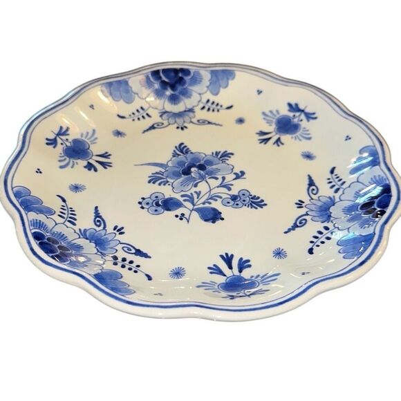 645 by Royal Delft Wall plate made by Porceleyne Fles scalloped blue and white d - Picture 5 of 7